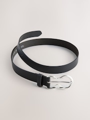 Black/Silver Double Ring Leather Belt - Image 3 of 3
