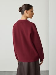 Vermelho Borgonha - Blusa polo de manga comprida e gola polo com toque macio e aconchegante - Imagem 3 de 7