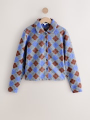 Grey/Blue Argile Patterned Cosy Needle Buttonthrough Lightweight Jacket - Image 5 of 7