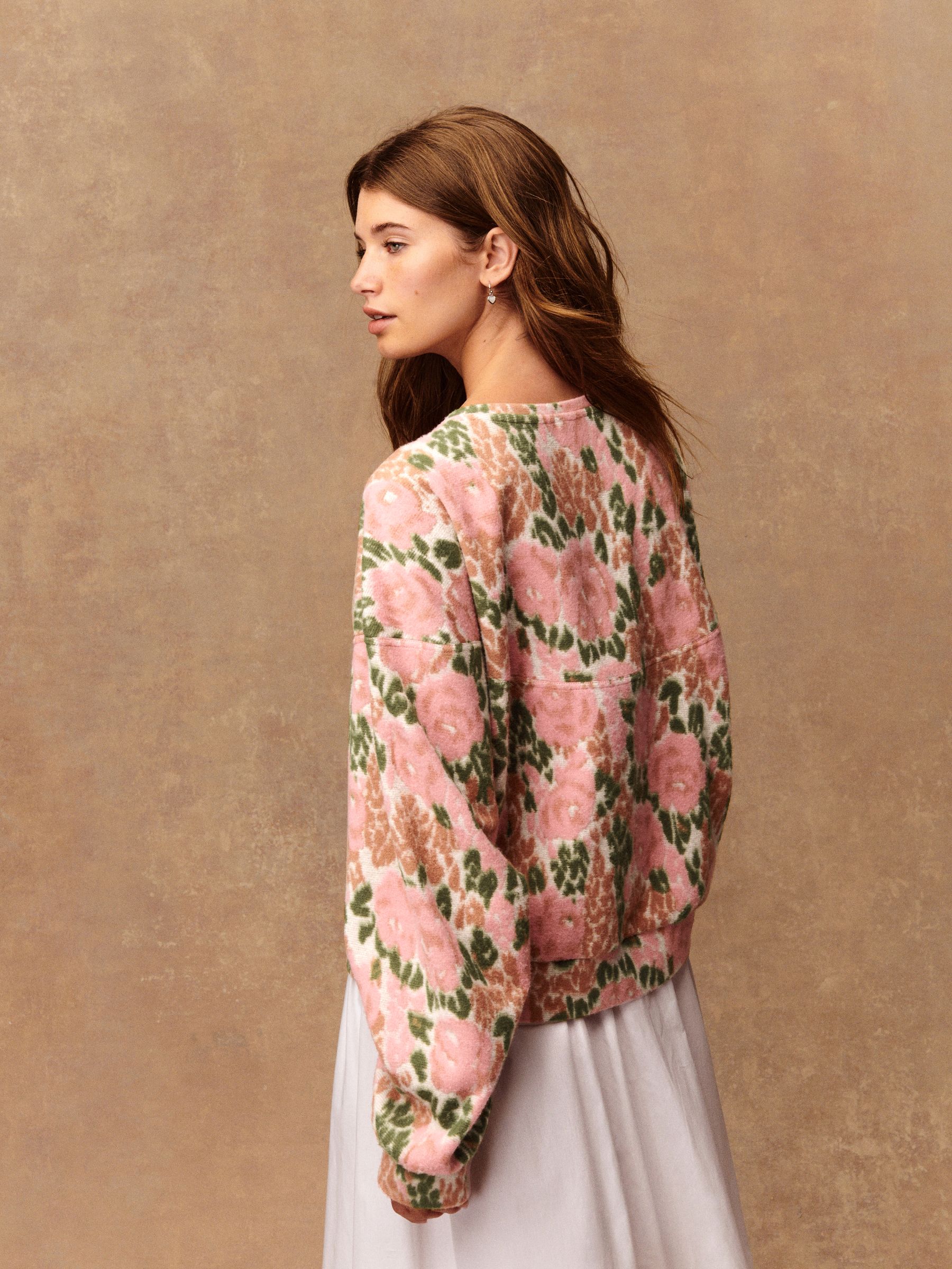 Buy Floral Pink/Green Cosy Crew Neck Jumper With Ribbed Detail from ...