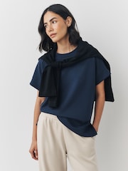Navy Premium Heavyweight Slinky Cap Sleeve Top - Image 2 of 8