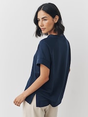 Navy Premium Heavyweight Slinky Cap Sleeve Top - Image 3 of 8