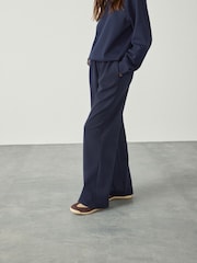 Navy Cotton  Rich Ultimate Comfort Wideleg Joggers - Image 3 of 8
