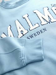 Pretty Blue Malmö Sweden Relaxed Fit Boucle Summer City Graphic Print Sweatshirt - Image 2 of 3