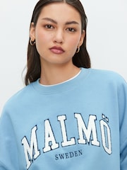 Pretty Blue Malmö Sweden Relaxed Fit Boucle Summer City Graphic Print Sweatshirt - Image 5 of 8