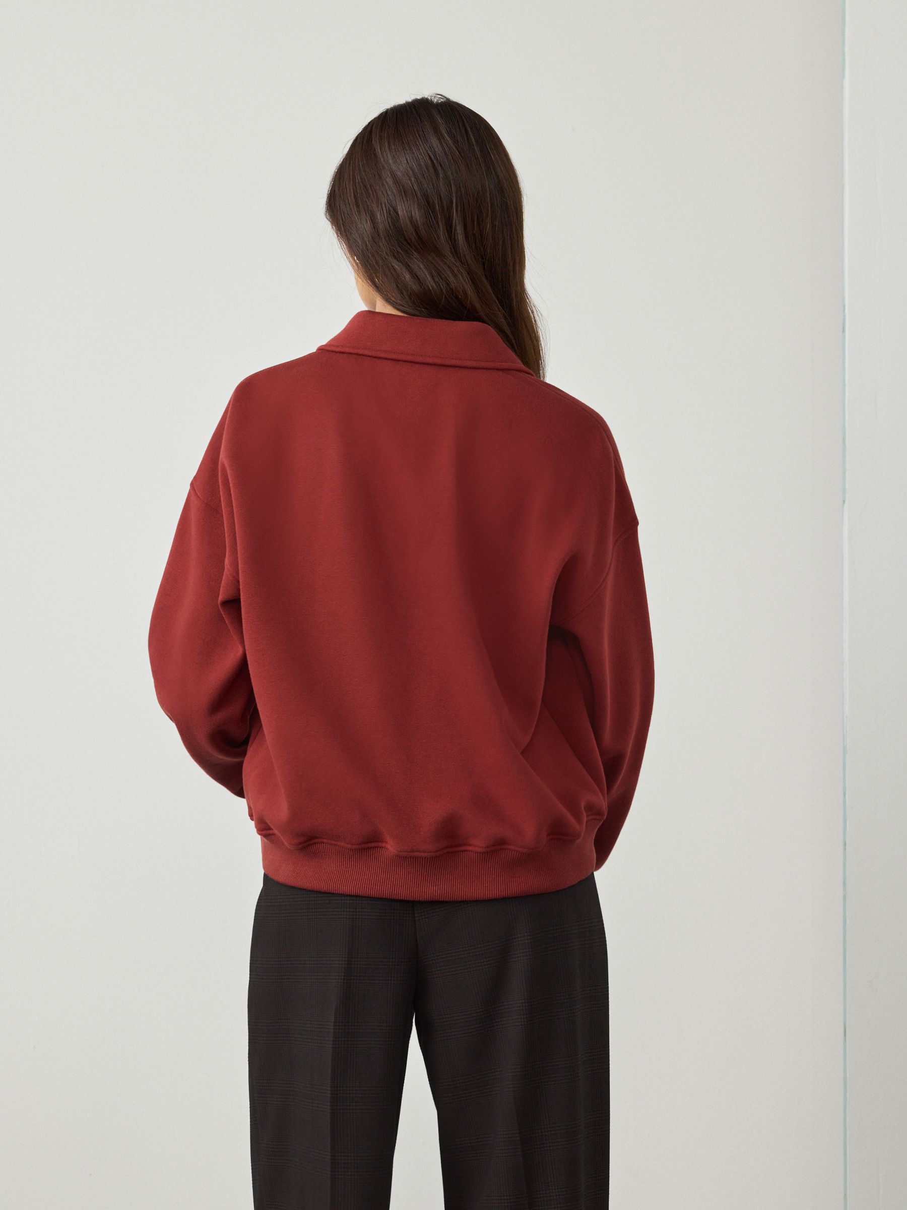 Buy Burgundy Red Essential Quarter Zip Neck Collarred Sweatshirt