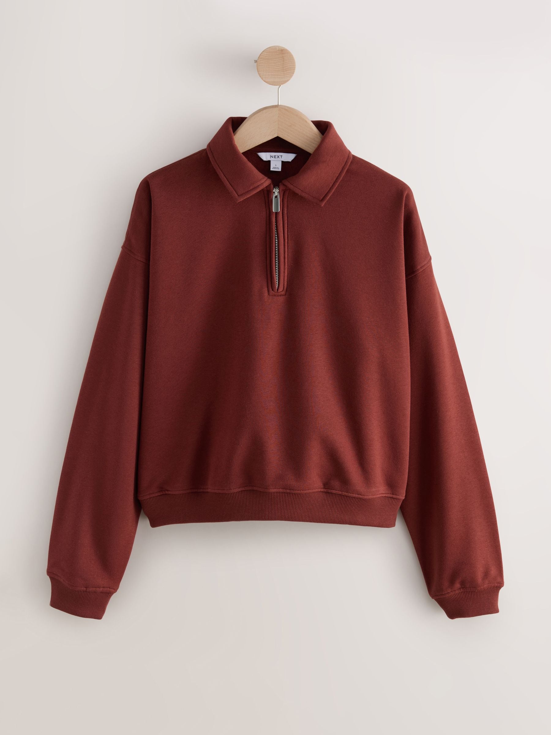 Buy Burgundy Red Essential Quarter Zip Neck Collarred Sweatshirt