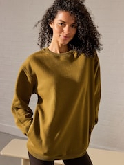 Olive Green Relaxed Fit Essentials Longline Sweatshirt - Image 1 of 8