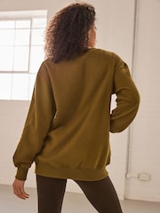Olive Green Relaxed Fit Essentials Longline Sweatshirt - Image 3 of 8