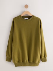 Olive Green Relaxed Fit Essentials Longline Sweatshirt - Image 6 of 8