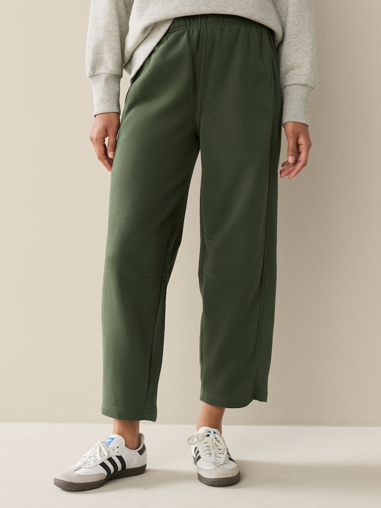 Khaki Green Supersoft Peached Essentials Barrel Leg Cocoon Joggers - Image 1 of 7