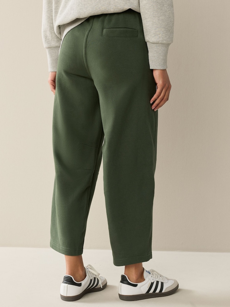 Khaki Green Supersoft Peached Essentials Barrel Leg Cocoon Joggers - Image 2 of 7
