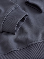 Azul índigo - Washed Henley Neck Line Long Sleeve Sweatshirt - Imagem 7 de 8