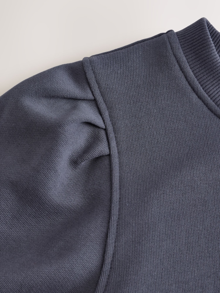 Azul índigo - Washed Henley Neck Line Long Sleeve Sweatshirt - Imagem 8 de 8