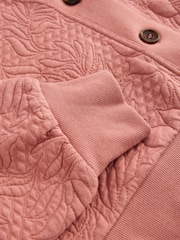 Rose Pink Jaquard Floral Print Relaxed Sleeve Button Up Cardigan - Image 7 of 8