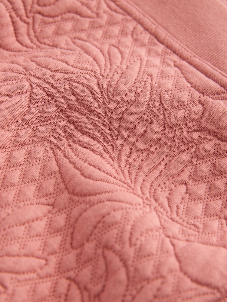 Rose Pink Jaquard Floral Print Relaxed Sleeve Button Up Cardigan - Image 8 of 8