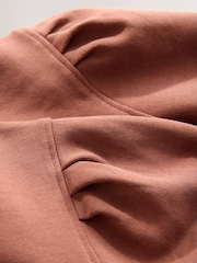 Mocha Brown Washed Henley Neck Line Long Sleeve Sweatshirt - Image 2 of 3