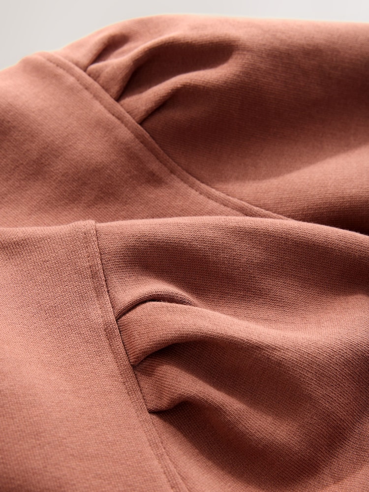 Mocha Brown Washed Henley Neck Line Long Sleeve Sweatshirt - Image 2 of 3