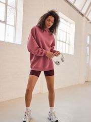 Rose Pink Oversized Relaxed Fit Heavyweight Longline Hoodie Sweatshirt with Seam Detailing - Image 2 of 9
