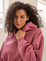 Rose Pink Oversized Relaxed Fit Heavyweight Longline Hoodie Sweatshirt with Seam Detailing - Image 5 of 9