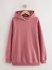 Rose Pink Oversized Relaxed Fit Heavyweight Longline Hoodie Sweatshirt with Seam Detailing - Image 7 of 9