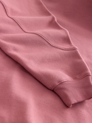 Rose Pink Oversized Relaxed Fit Heavyweight Longline Hoodie Sweatshirt with Seam Detailing - Image 8 of 9