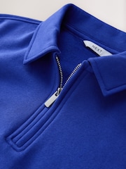 Cobalt Blue Essential Quarter Zip Neck Collarred Sweatshirt - Image 6 of 7