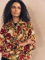 Burnt Orange Patterned Cosy Needle Buttonthrough Lightweight Jacket - Image 1 of 6