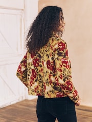Burnt Orange Patterned Cosy Needle Buttonthrough Lightweight Jacket - Image 3 of 6