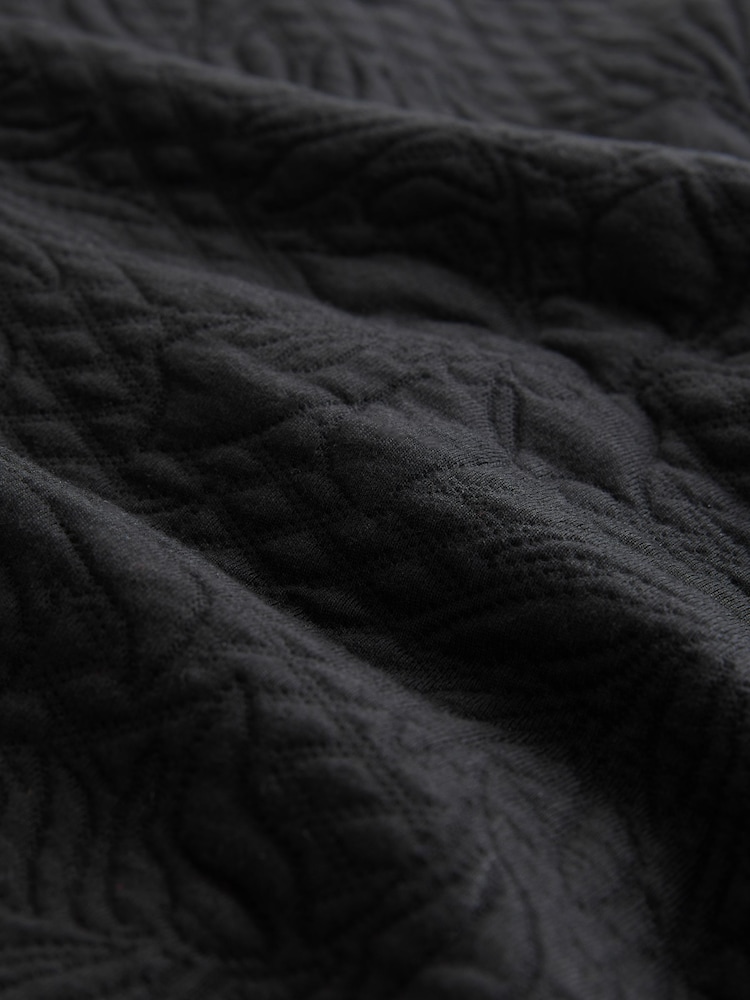Black Jaquard Floral Print Relaxed Sleeve Button Up Cardigan - Image 6 of 6