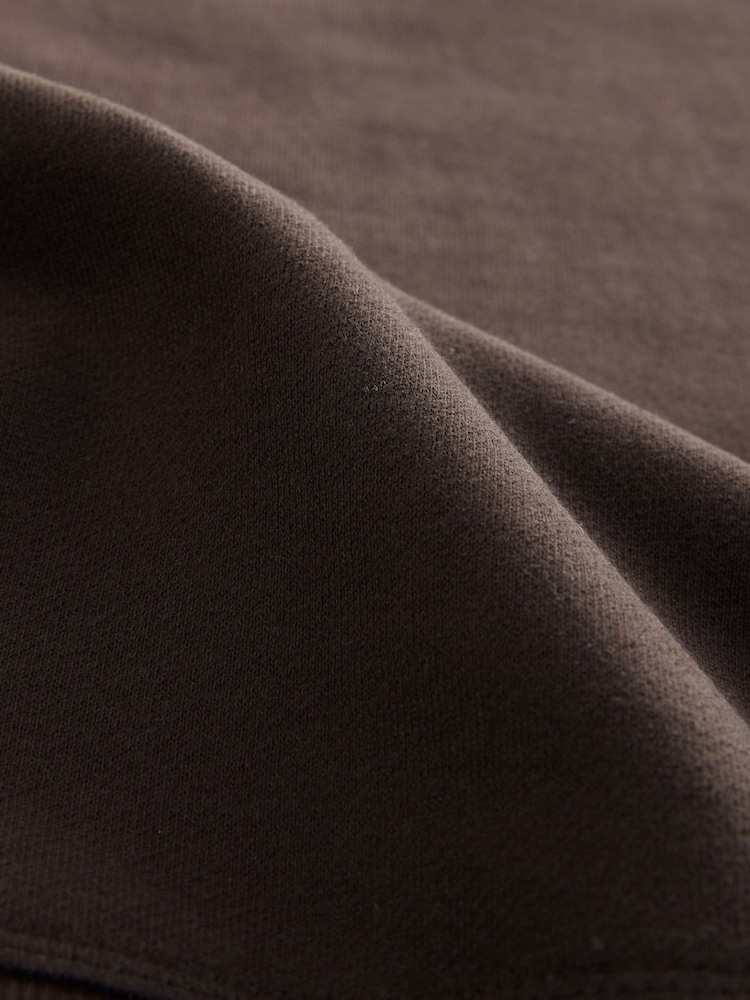 Chocolate Brown Elevated Crew Neck Long Sleeve Ribbed Sweatshirt - Image 8 of 8