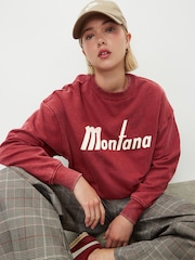 Burgandy Red Graphic City Sweatshirt Crewneck Longsleeve Sweatshirt - Image 1 of 8