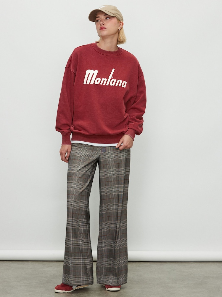 Burgandy Red Graphic City Sweatshirt Crewneck Longsleeve Sweatshirt - Image 2 of 8