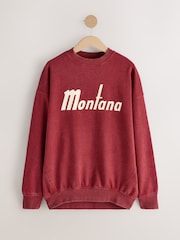 Burgandy Red Graphic City Sweatshirt Crewneck Longsleeve Sweatshirt - Image 6 of 8