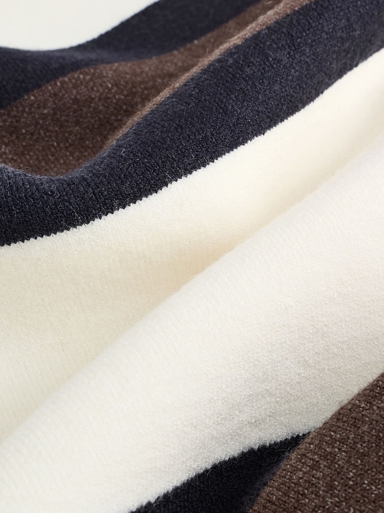 Black/White Stripe Compact Cosy Crew Neck Jumper With Side Split Detail - Image 9 of 9 Black/White Stripe Compact Cosy Crew Neck Jumper With Side Split Detail - Image 9 of 9