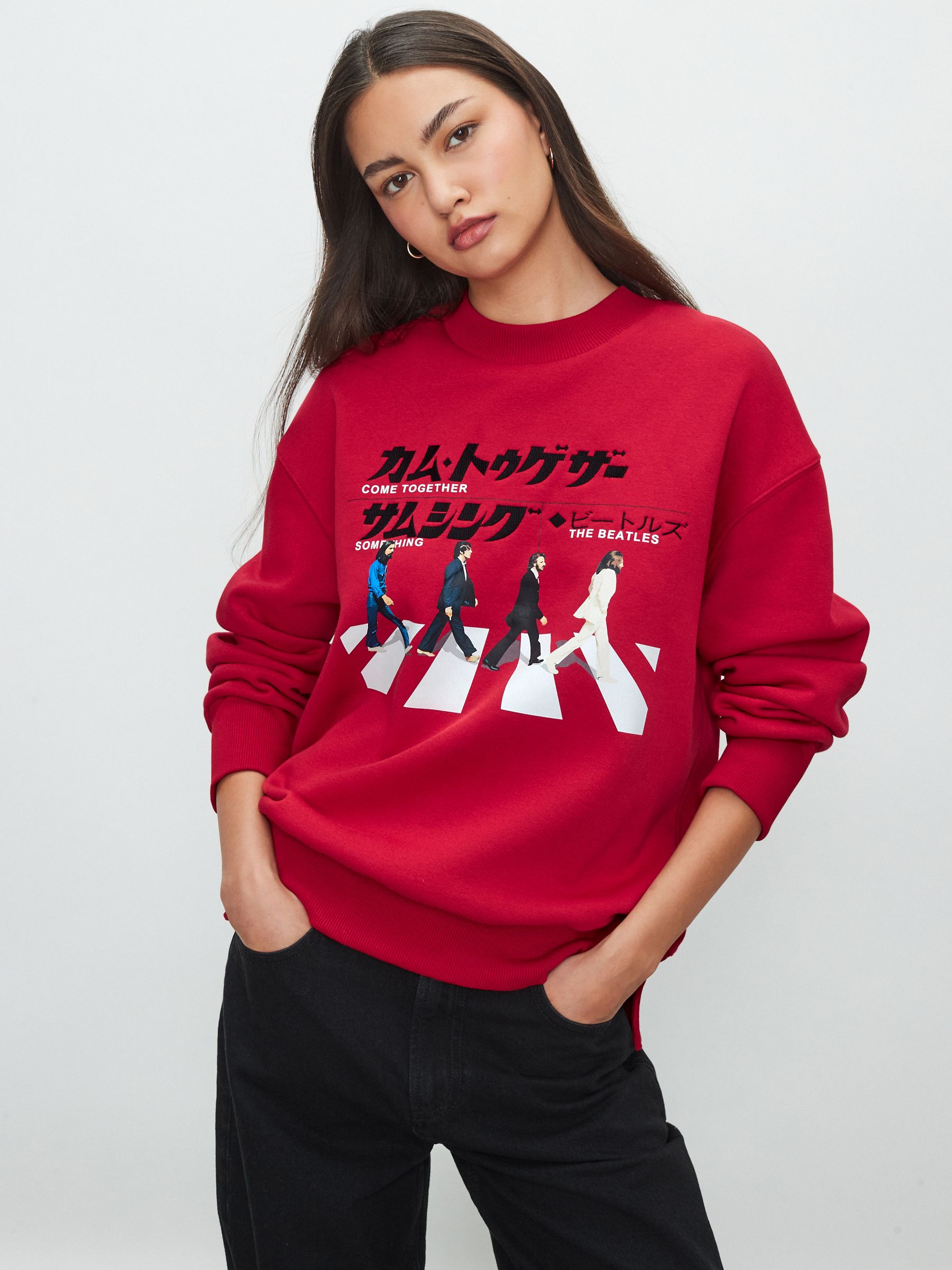 Buy Cherry Red Official Beatles License Japanese Graphic Crew Neck