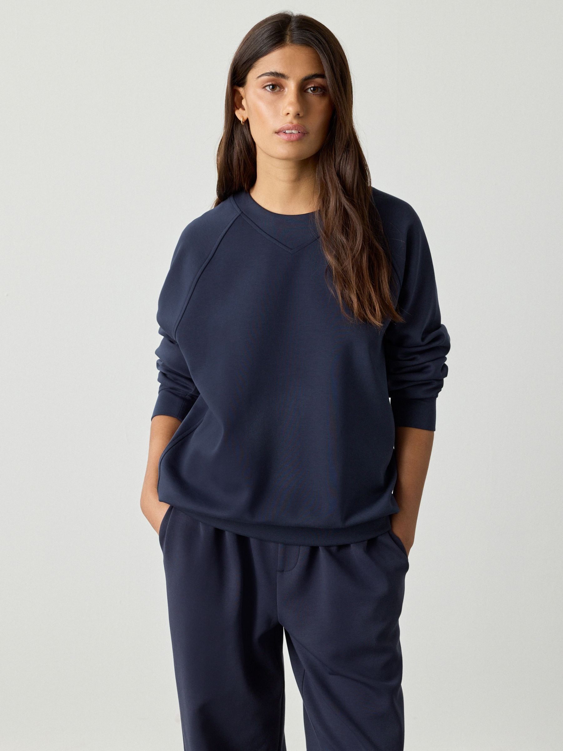 トップス UltraCompactTerryCrewNeckSweater Buy Navy Cotton Rich Ultimate Comfort Crewneck Sweatshirt