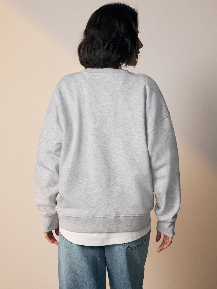 Grey Marl Graphic Halloween Autumnal Season Painted Pumpkin Art Crewneck Longsleeve Sweatshirt - Image 2 of 6 Grey Marl Graphic Halloween Autumnal Season Painted Pumpkin Art Crewneck Longsleeve Sweatshirt - Image 2 of 6