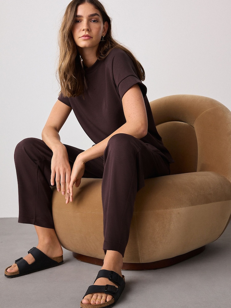 Chocolate Brown Premium Heavyweight Slinky Cap Sleeve Top - Image 1 of 9