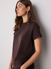Chocolate Brown Premium Heavyweight Slinky Cap Sleeve Top - Image 3 of 9