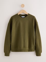 Olive Green Cosy Soft Needle Crewneck Longsleeve Sweatshirt - Image 1 of 3