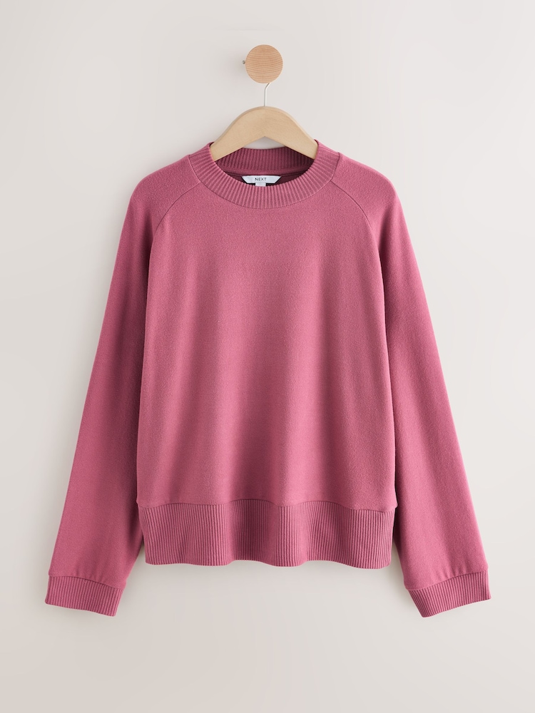Rose Pink Cosy Soft Touch Long Sleeve Crewneck Jumper Top - Image 1 of 3