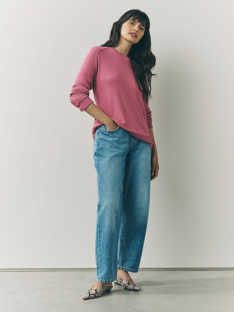 Rose Pink Cosy Soft Touch Long Sleeve Crewneck Jumper Top - Image 2 of 7 Rose Pink Cosy Soft Touch Long Sleeve Crewneck Jumper Top - Image 2 of 7
