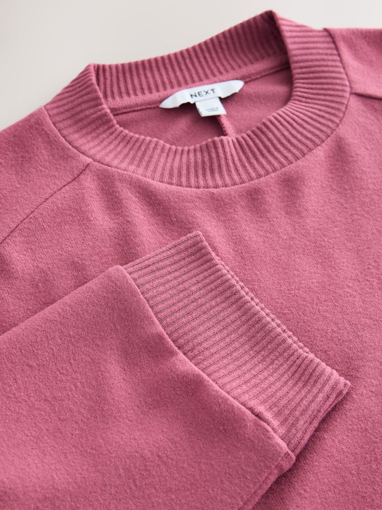 Rose Pink Cosy Soft Touch Long Sleeve Crewneck Jumper Top - Image 3 of 3