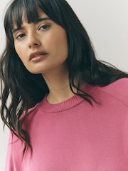 Rose Pink Cosy Soft Touch Long Sleeve Crewneck Jumper Top - Image 4 of 7