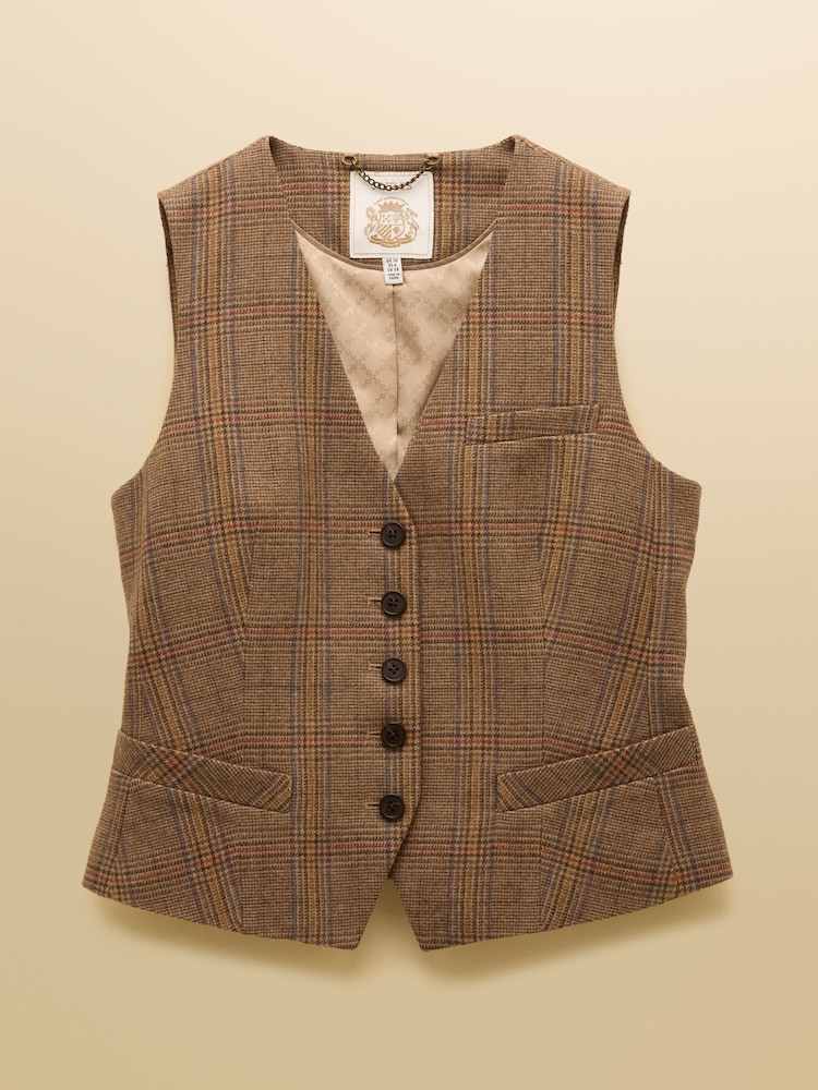 Joules Foxley Brown Check Tweed Waistcoat - Image 11 of 11 Joules Foxley Brown Check Tweed Waistcoat - Image 11 of 11