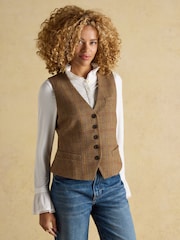 Joules Foxley Brown Check Tweed Waistcoat - Image 4 of 11