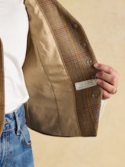 Joules Foxley Brown Check Tweed Waistcoat - Image 7 of 11