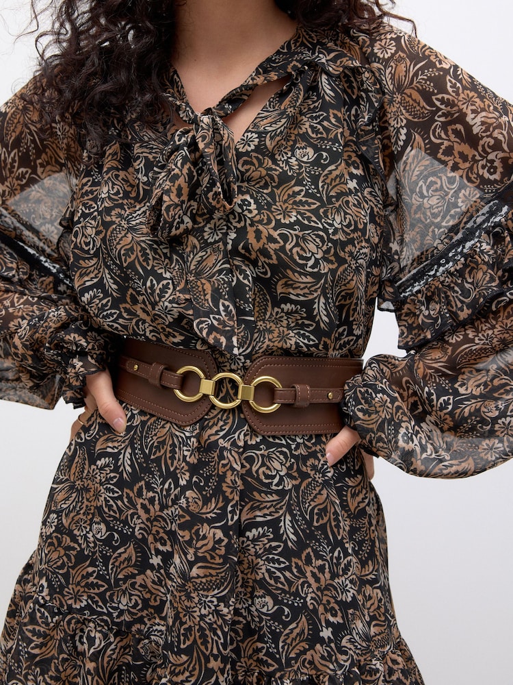 Chocolate Brown Wide Corset Belt - Image 1 of 8