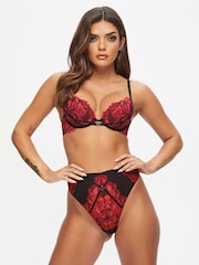 Ann Summers Red Thong Nightfall Floral Lace Brazilian Knickers - Image 1 of 6